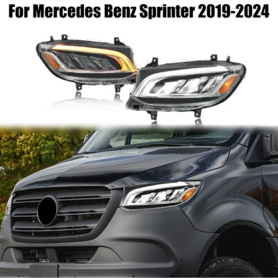 Pair LED Front Headlights Assembly Headlamps For Mercedes-Benz Sprinter 2019-24 - Image 1 of 4