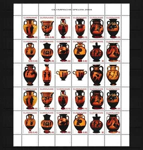 [SUV1265] Suriname 2004 Olympic Games Athens vases Miniature Sheet with tab MNH - Picture 1 of 1