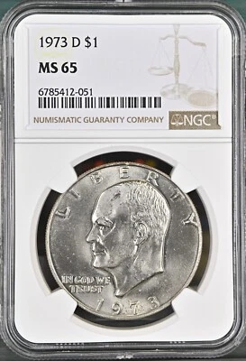 1973-D $1 Eisenhower  Dollar NGC MS65  6785412-051 - Image 1 of 2
