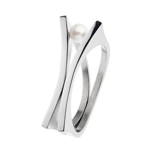 Serious Design Ring R703 Stainless Steel with Pearl 4 mm White - Picture 1 of 3