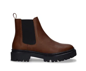 Veganer Damen Chelsea Boot Knöchel Größe 36-42 aus Braun Mikrofaser Gummi-Sohle - Picture 1 of 7
