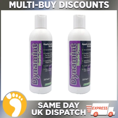 Dynamint Muscle Cream 237ml Muscle & Joint Cream Fast & Natural Relief x2 Packs