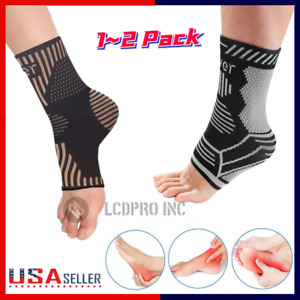 Copper Ankle Brace Compression Sleeve Support Socks Foot Fasciitis Pain Relief