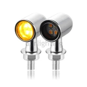 2X Señal de giro para motocicleta Mini ámbar LED intermitente luz indicadora bala cromada - Imagen 1 de 8