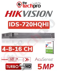 Hikvision DVR Turbo 5MP HD iDS-720HQHI 4-8-16 Channel CCTV Security System HDTVI - Picture 1 of 5