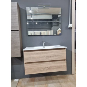 MOBILE DA BAGNO SOSPESO Vulcano 90 A 2 CASSETTI completo di lavabo,specchio e le - Imagen 1 de 4