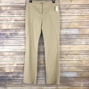 Valentino Pants Womens 4 Beige Bootcut Mid Rise Seamed Solid Stretch Textured - Picture 1 of 9