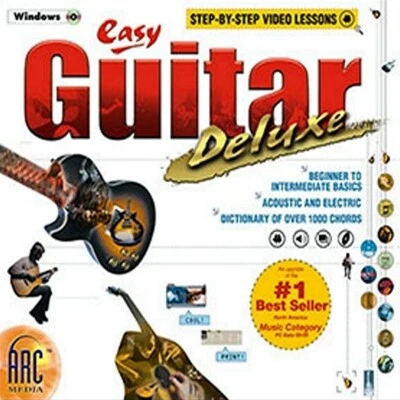 Easy Guitar Deluxe Step-by-Step Video Lessons PC Software Sealed New - Image 1 of 2
