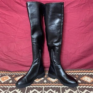 Steve Madden LEZA schwarze Overknee-Reitstiefel aus veganem Leder Größe 9 - Bild 1 von 9