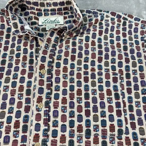 Links Edition Mens Shirt XL Crest Shield Coat Of Arms Preppy AOP Vintage - Picture 1 of 8
