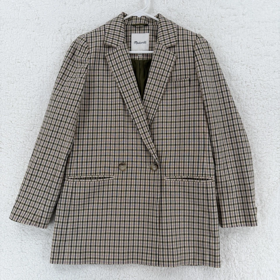 Blazer Madewell Mujer XXS Marrón Cuadros Cuadros Forrado Chaqueta Hacer Bien Ropa de Trabajo Foto 1 de 4
