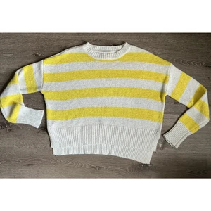 C&C California Yellow & White Stripe Lightweight Pullover Crew Neck Sweater - Picture 1 of 9