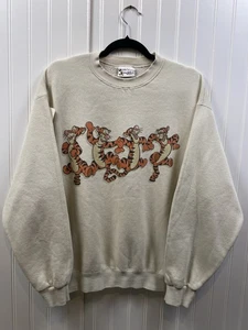 Vintage 90s Whinnie The Pooh Tigger Crewneck Sweatshirt Men’s Small Cream Disney - Picture 1 of 8