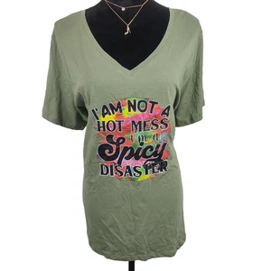 BIG W Women's Graphic Tee Size 20 Plus Sage Green Shirt Hot Mess - Bild 1 von 20