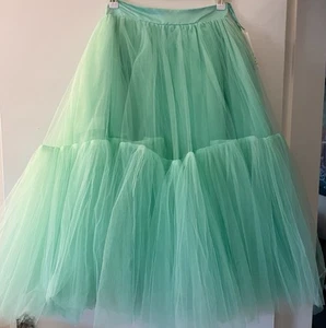 1950s Retro Full Mint Green Net Skirt - Size 10 BNWT - Picture 1 of 13
