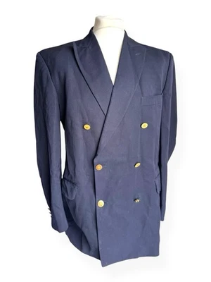 Vintage Jaeger Double Breasted Blazer UK 52R | Navy 100% Wool Gold Button Jacket - Image 1 of 4