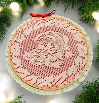 Aro bordado encaje Papá Noel vintage colgante de pared Navidad ENVÍO RÁPIDO Foto 1 de 4