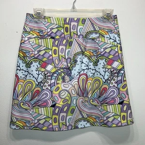 B-Skinz Golf Skort XS Candyland Blue Psychedelic 60's Print Activewear Tennis - Picture 1 of 4