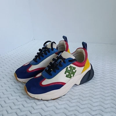 Tênis Tory Burch Good Luck Trainer Feminino Tamanho 6M Couro Camurça Azul - Imagem 1 de 4