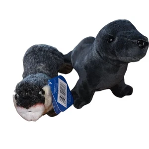 Lotto di 2 peluche nuovi con etichette 10" e 8" Water plusstierwelt peluche animale foca lontra - Foto 1 di 12