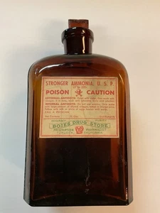 Vintage POISON Flasche - Stronger Ammoniak U.S.P. 27 bis 29%. Schliffglasstopfen. - Bild 1 von 6