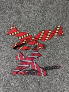 BROOKS BROTHERS 346 Red blue striped silk mens self bow tie Lot Adjustable - Picture 1 of 8