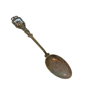 Vintage AUSTRIA Souvenir Spoon Silver Plate and Enamel w patina - Picture 1 of 7