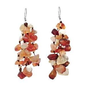 Pendientes de plata 0,925 melodía naranja cornalina-perla otoño - Imagen 1 de 7