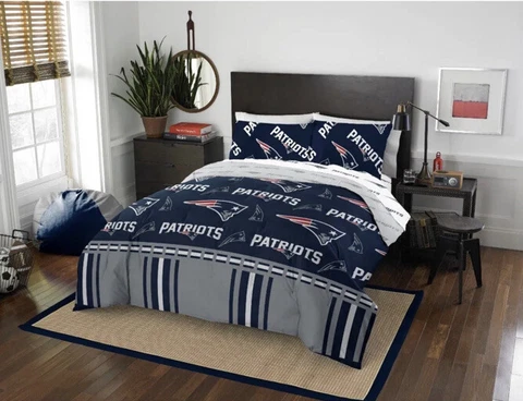 New England Patriots Comforter Set NFL 5pc Bed Bag Sheets Queen Licensed Bedding Cover