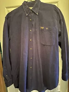 Vintage Woolrich Men's Button Up Navy Blue Heavy Cotton Corduroy Shirt Size L * - Picture 1 of 3