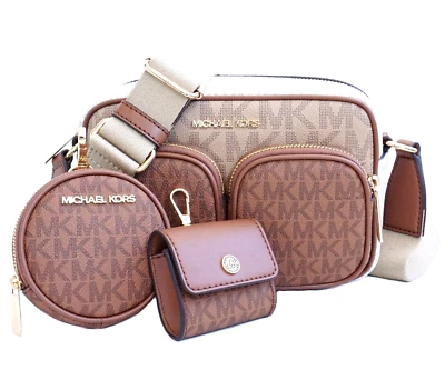 Michael Kors Shoulder Bag Jet Set Item MD PKT XBODY Camel Multi New - Image 1 of 4