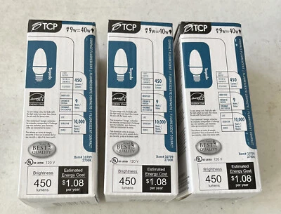 [3 Pack]TCP #10709 Torpedo 9W - (40W Equivalent) CFL E-26 Base Bulbs - Image 1 of 4