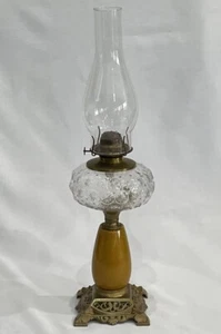 Lámpara de aceite ANT Victorian Plume & Atwood P & A vidrio amarillo mostaza GWTW STARBURST - Imagen 1 de 15