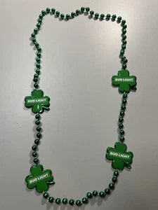 Budweiser Brewing BUD LIGHT SHAMROCK 32" Blue Bead Party Necklace St Paddy's Day - Picture 1 of 6