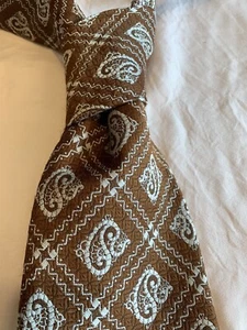 Vintage 60s 70s Copper Paisley Polyester Wide Tie Mod Disco Superba Geometric - Picture 1 of 7
