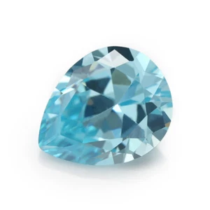 Size 2x3~13x18mm Pear Shape Sea Blue 5A  Loose Cubic Zirconia Stone - Picture 1 of 5