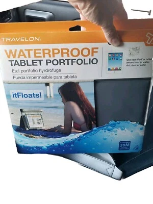 Travelon Waterproof Tablet Portfolio Gray Submersible 20m 65 feet Floats New  - Image 1 of 4