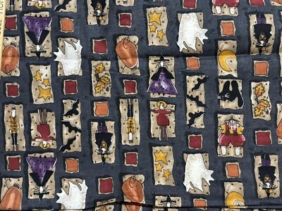Halloween autumn moon art to heart witches Bats Ghosts Fabric 4 + Yards Oop - Image 1 of 3