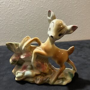 Vintage Bambi Deer Walt Disney 40's Porcelain Ceramic Flowerpot Productions 1949