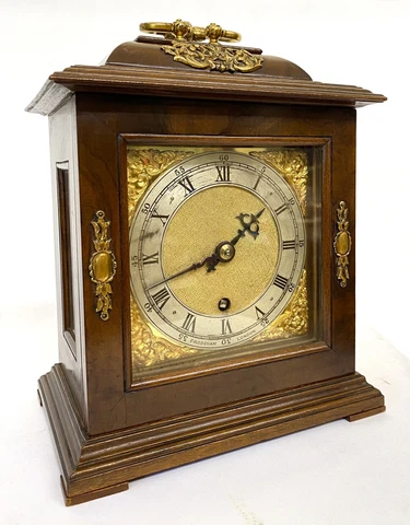 Stunning Charles Frodsham Walnut Bracket Clock With Glass Viewing Windows Cover