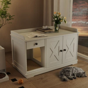 Möbel Stil Katzenbox Gehege Katzentoilette versteckt mit Katzenklo Matte Indoor - Bild 1 von 13