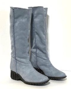 Ann Klein Made in Italy Cyril Slate Blue Nubuck Suede Boots Size 7.5M NIB - Picture 1 of 11