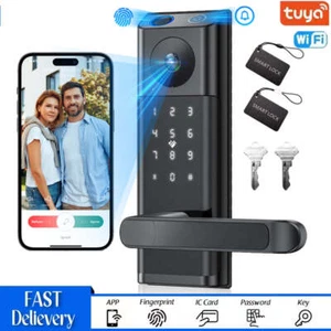 Smart Door Lock +Camera& Handle Biometric Electronic Keyless Entry Doorbell Lock - Picture 1 of 12