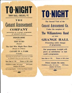 CONANT AMUSEMENT CO. CHELSEA VERMONT - TARJETA DE ADMISIÓN A PELÍCULA 1915 - Imagen 1 de 1