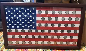 Danbury Mint US State Quarters Flag Print Set of 50 State Quarters in Wood Frame - Picture 1 of 9