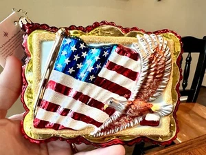 Christopher Radko Freedoms Flight Patriotic Flag Christmas Ornament America - Picture 1 of 10