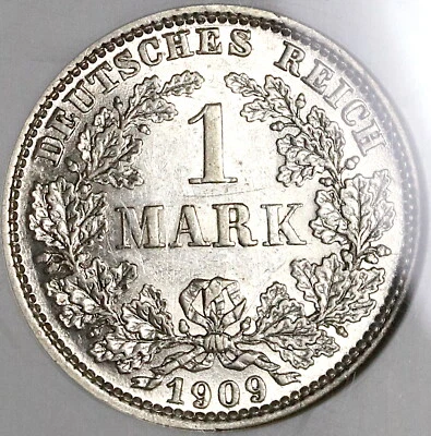 1909-E NGC AU 58 Germany 1 Mark Muldenhutten Silver Rare Coin POP 3/1 (22092201C - Image 1 of 4