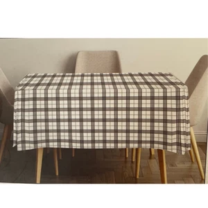 60 x 102 Plaid Fabric Tablecloth. 90% Cotton. New Black and White - Picture 1 of 5