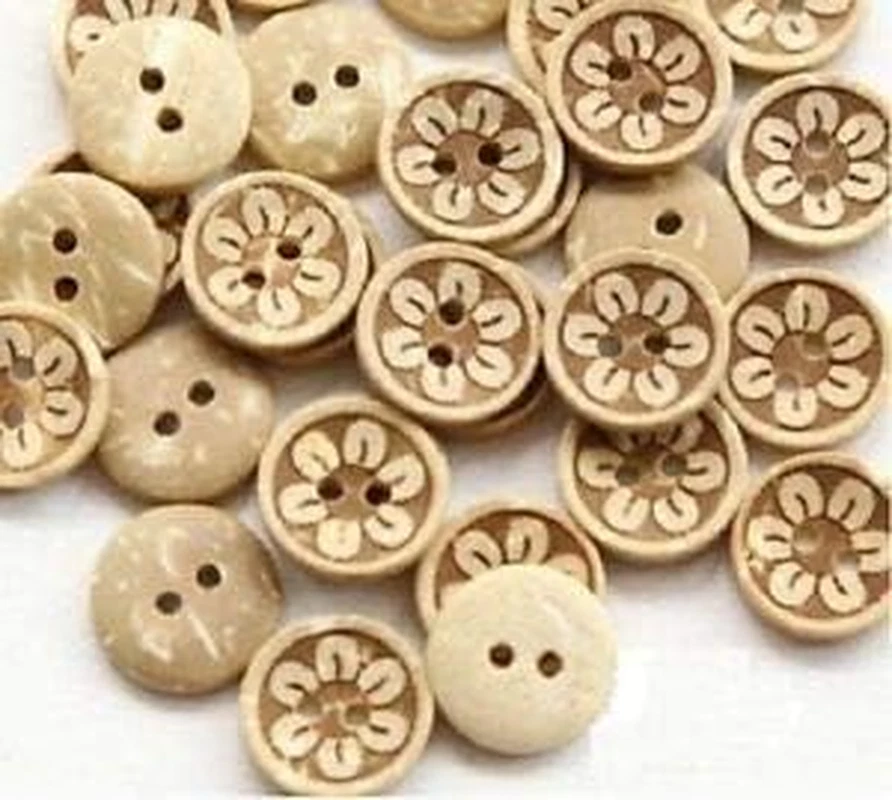20 Flower 2-Hole Coconut Shell Buttons 1/2" (13Mm) Craft (1134) Perfect for Craf - Image 1 of 1