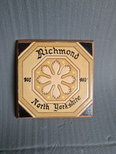 Vintage Richmond North Yorkshire Wooden Plague Coaster? 7'